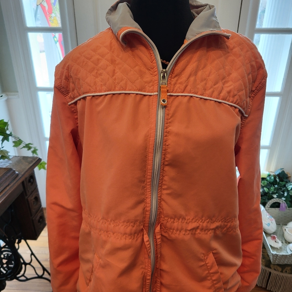 Orange Gray Lightweight Windbreaker Anorak Jacket Sz L Gorpcore Activewear - Picture 2 of 8